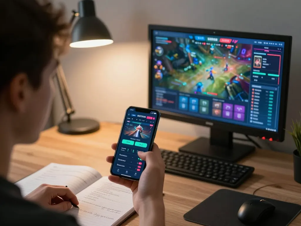 Player using TR88 betting app on smartphone with strategic notes visible in dynamic home setup