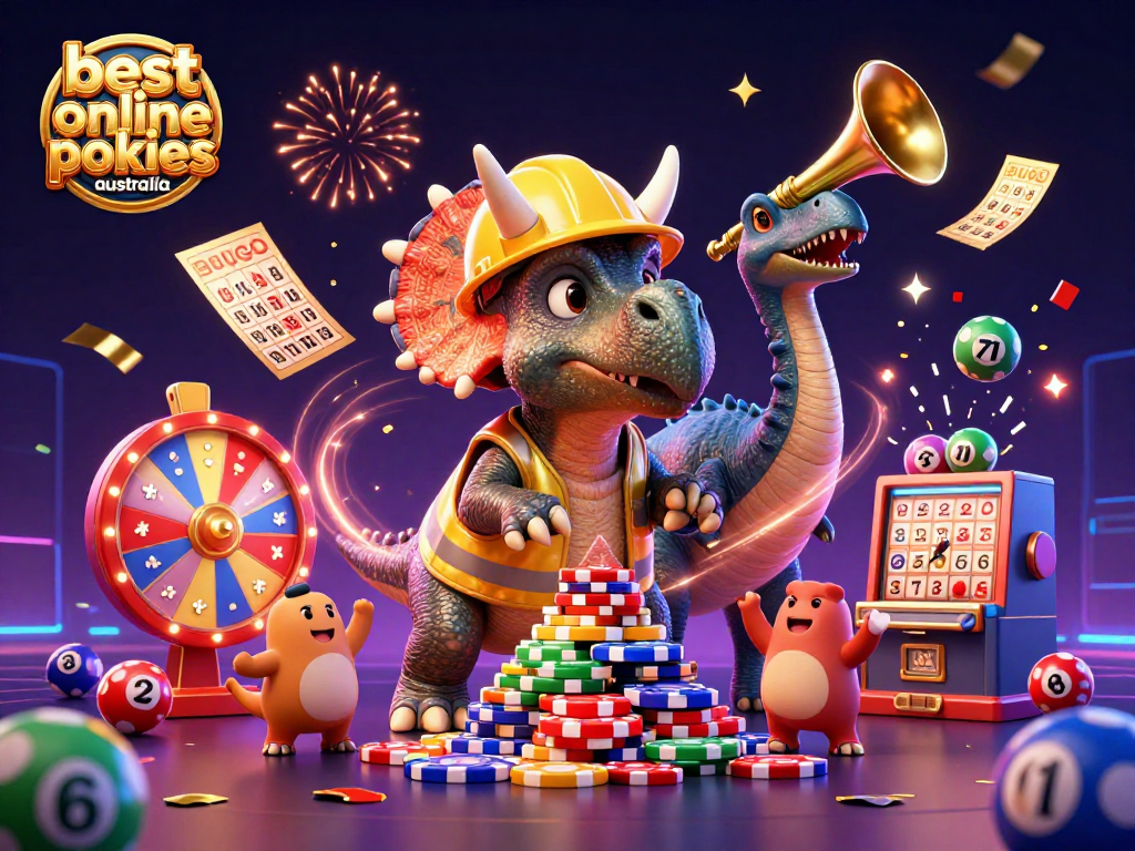 Experience the excitement of the best online pokies Australia with vibrant characters in a thrilling casino scene.
