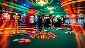 People engaging in dynamic gaming at a luxurious casino table promoting keo nha cai strategies for betting success.