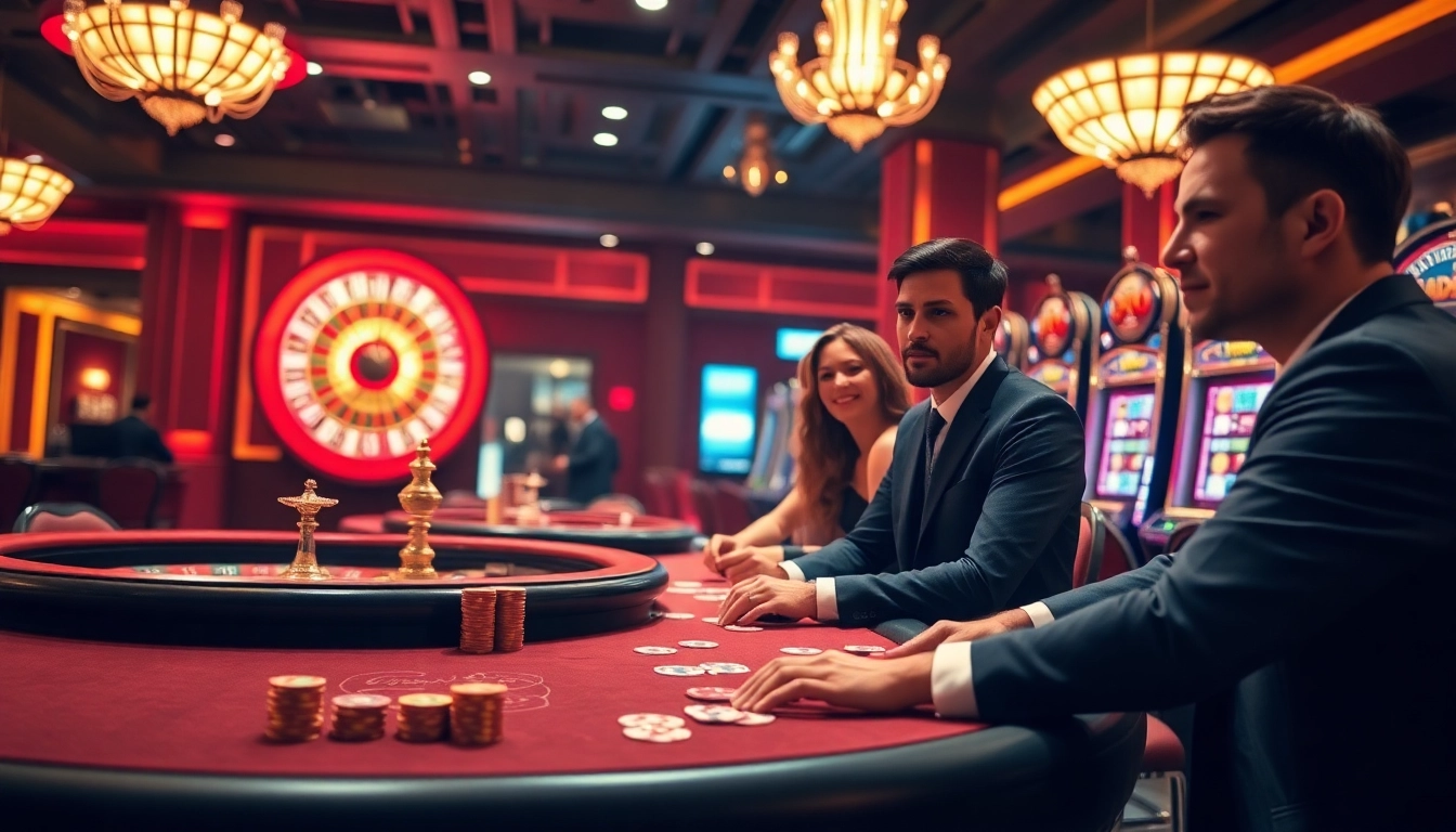 Players gambling at a luxurious casino table, showcasing the thrilling atmosphere of SODO66 gaming.