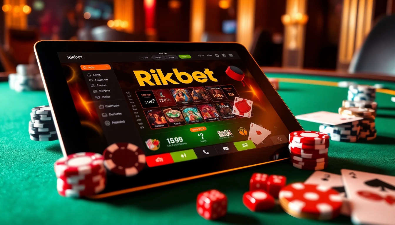 Experience thrilling gambling action on the rikbet interface with vibrant poker chips and cards.