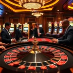 Experience vibrant SODO casino excitement with players at roulette and dazzling slot machines.