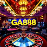 Experience the excitement of casino gaming at GA888 with vibrant roulette tables and poker chips.