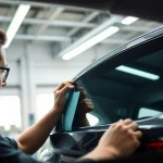 Applying window tint Chattanooga for enhanced vehicle appearance and privacy.