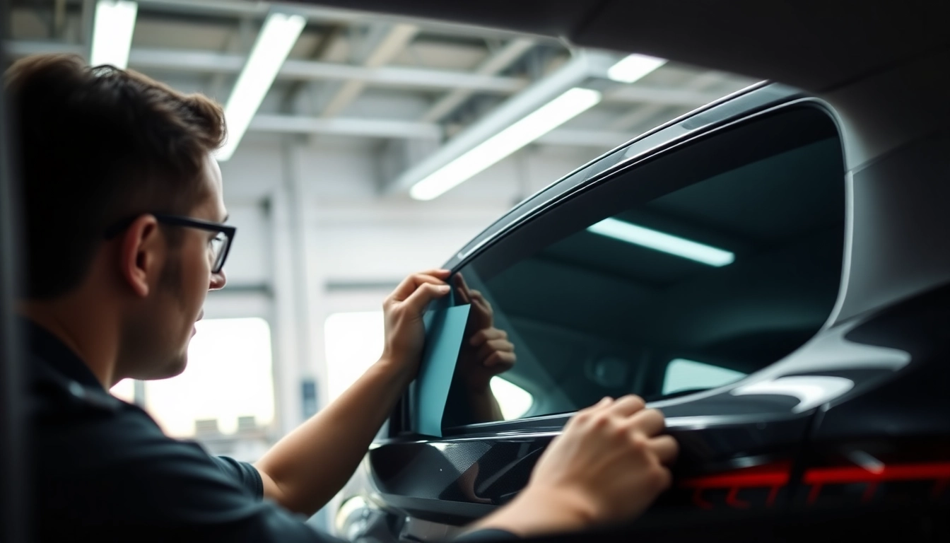 Applying window tint Chattanooga for enhanced vehicle appearance and privacy.