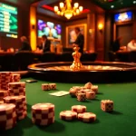 Hitclub casino table featuring poker chips and an exciting roulette game atmosphere.