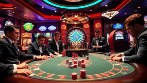 Exciting gambling action at the ww88 casino with poker chips and a roulette wheel.