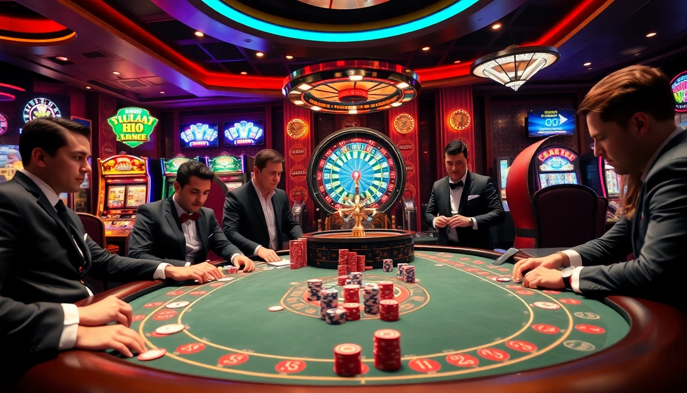 Exciting gambling action at the ww88 casino with poker chips and a roulette wheel.