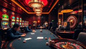 Engage in thrilling gambling at MB66 with intense poker action and elegant casino decor.
