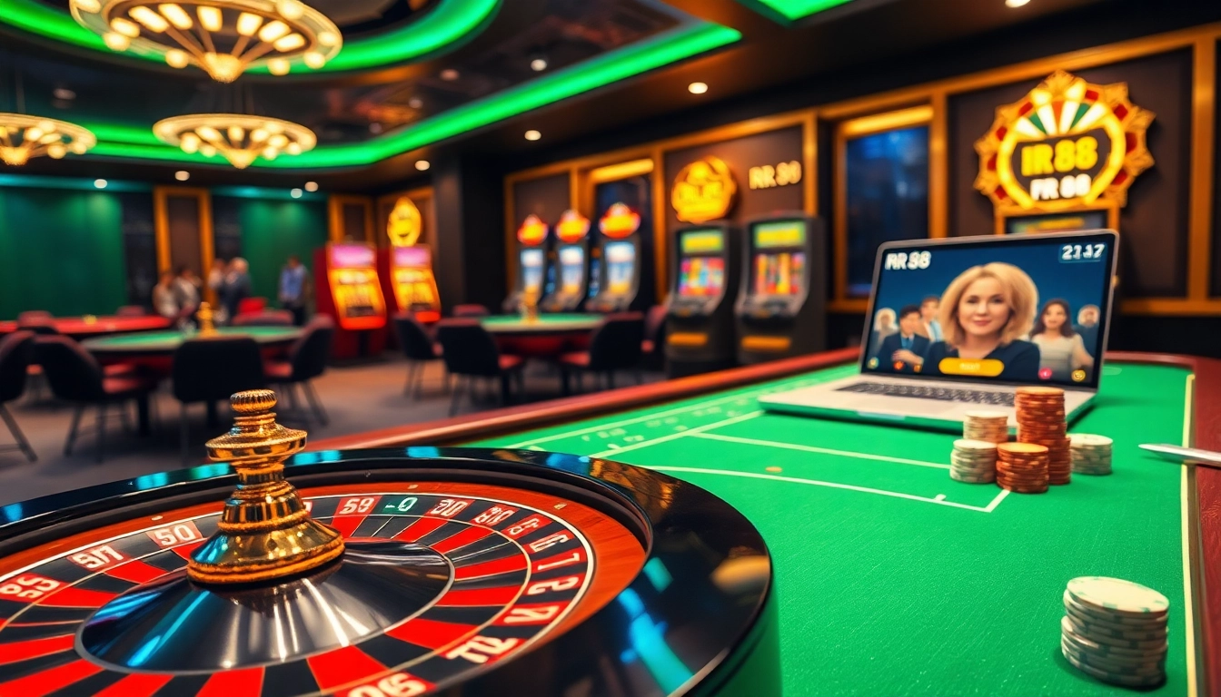 Visualize an exhilarating online gambling experience with the RR 88 interface and a luxurious roulette wheel.