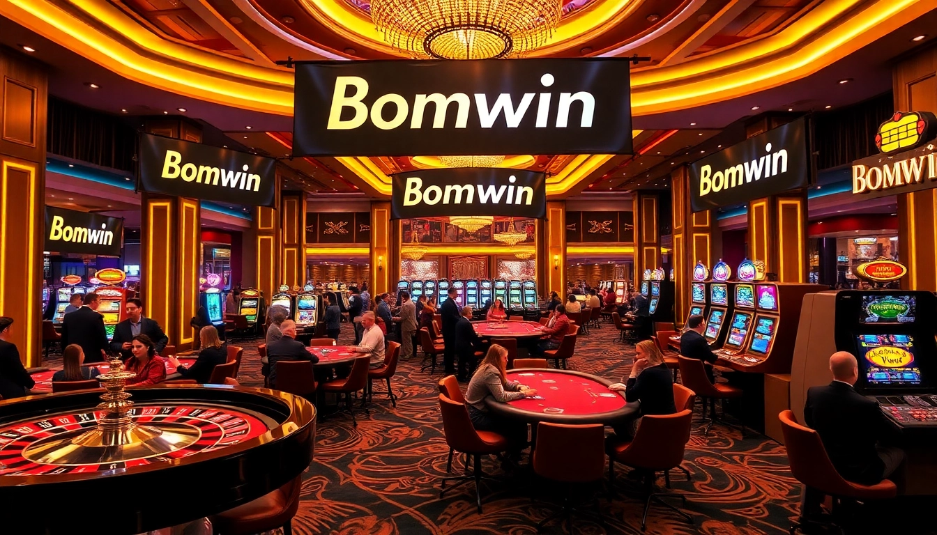 Witness the excitement at Bomwin with players engaging in thrilling roulette and poker games in a luxurious casino.