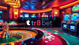 Experience thrilling gameplay at tr88 bet with exciting casino elements like poker tables and slot machines.