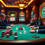 Players at a SODO66 casino table showcase thrilling poker action with vibrant chips and excitement.