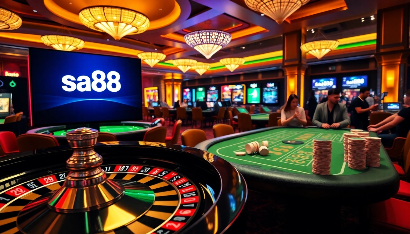 Players enjoying thrilling games at sa88 online casino with vibrant atmosphere.