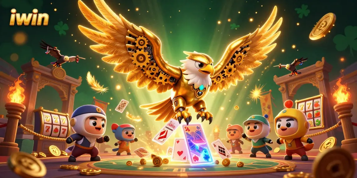 iwin showcases an immersive 3D casino scene with vibrant neon elements and golden details.